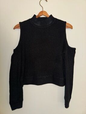 Divided Black Off-the-Shoulder Mock Neck Sweater